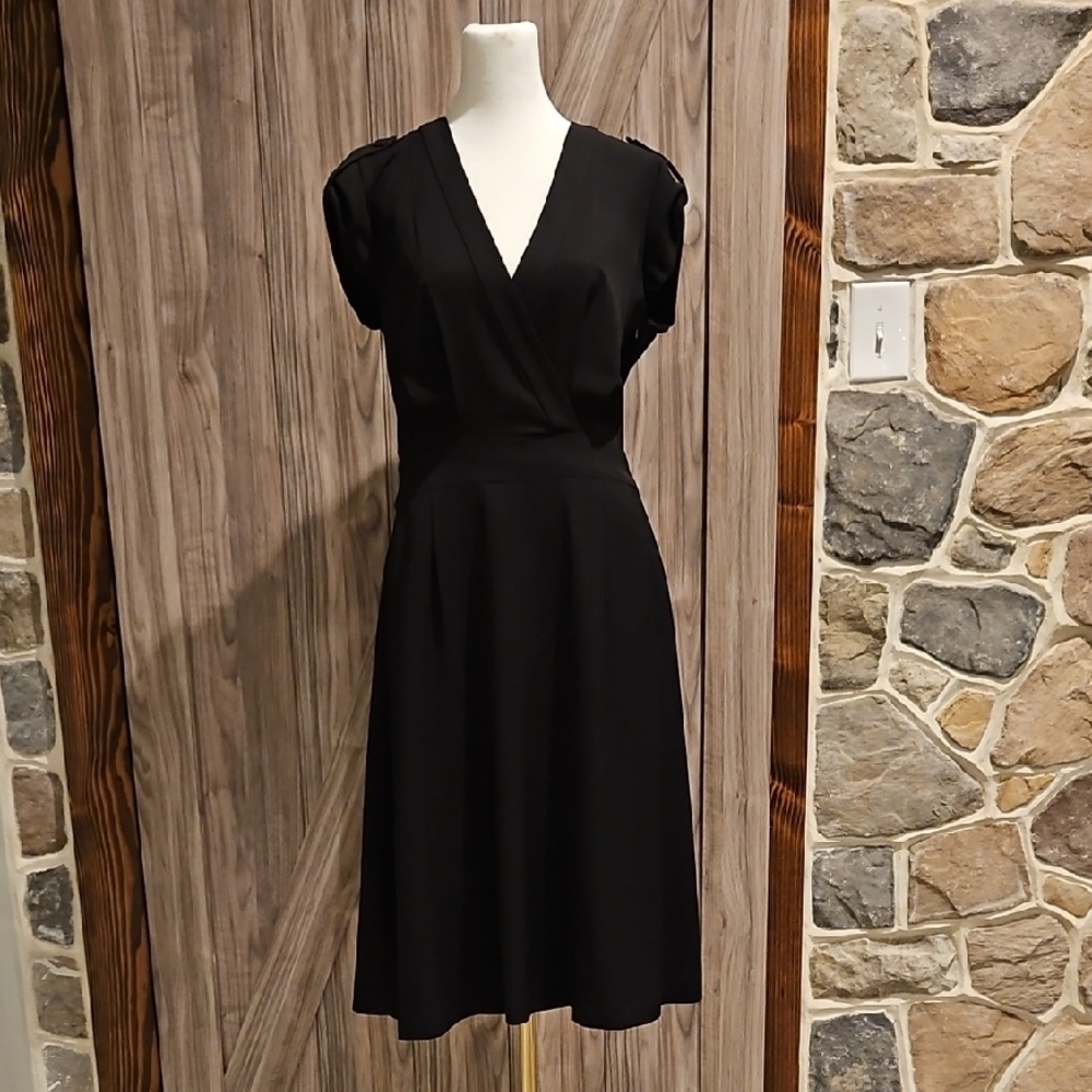 Ava & Aiden Black A-Line Wrap Midi Dress